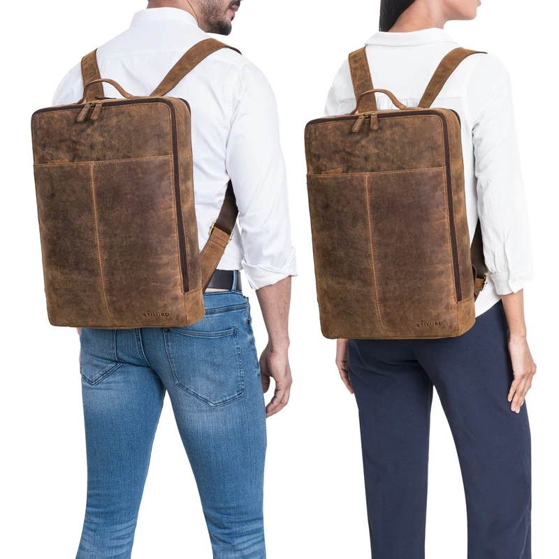 "Livius" Schmaler Lederrucksack Herren & Damen XL Laptop 15 - 19 Zoll