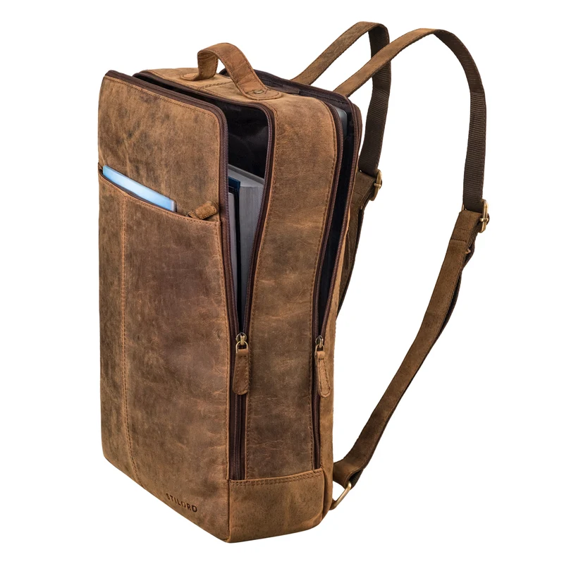 "Livius" Schmaler Lederrucksack Herren & Damen XL Laptop 15 - 19 Zoll