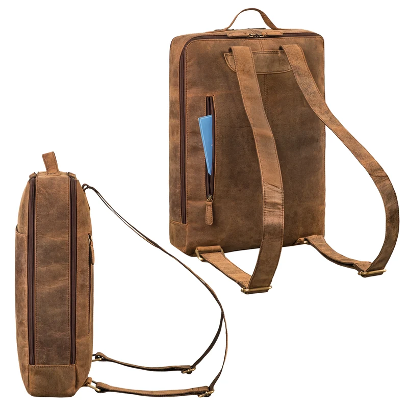 "Livius" Schmaler Lederrucksack Herren & Damen XL Laptop 15 - 19 Zoll