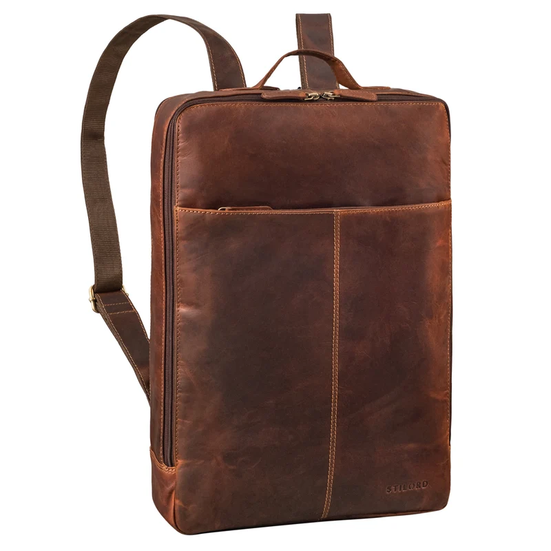 "Livius" Schmaler Lederrucksack Herren & Damen XL Laptop 15 - 19 Zoll
