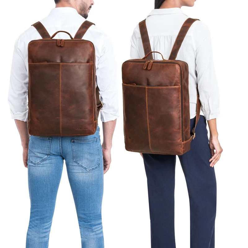 "Livius" Schmaler Lederrucksack Herren & Damen XL Laptop 15 - 19 Zoll