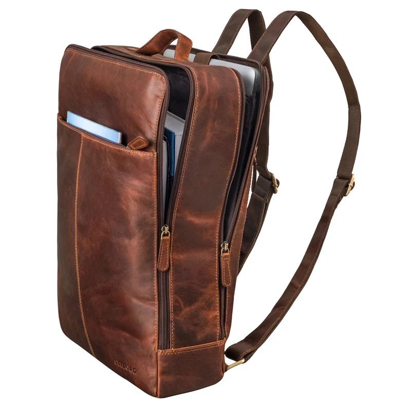 "Livius" Schmaler Lederrucksack Herren & Damen XL Laptop 15 - 19 Zoll