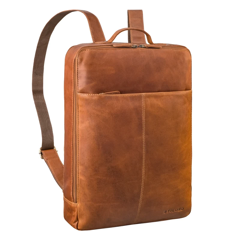 "Livius" Schmaler Lederrucksack Herren & Damen XL Laptop 15 - 19 Zoll