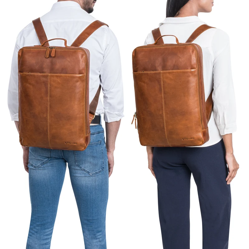 "Livius" Schmaler Lederrucksack Herren & Damen XL Laptop 15 - 19 Zoll