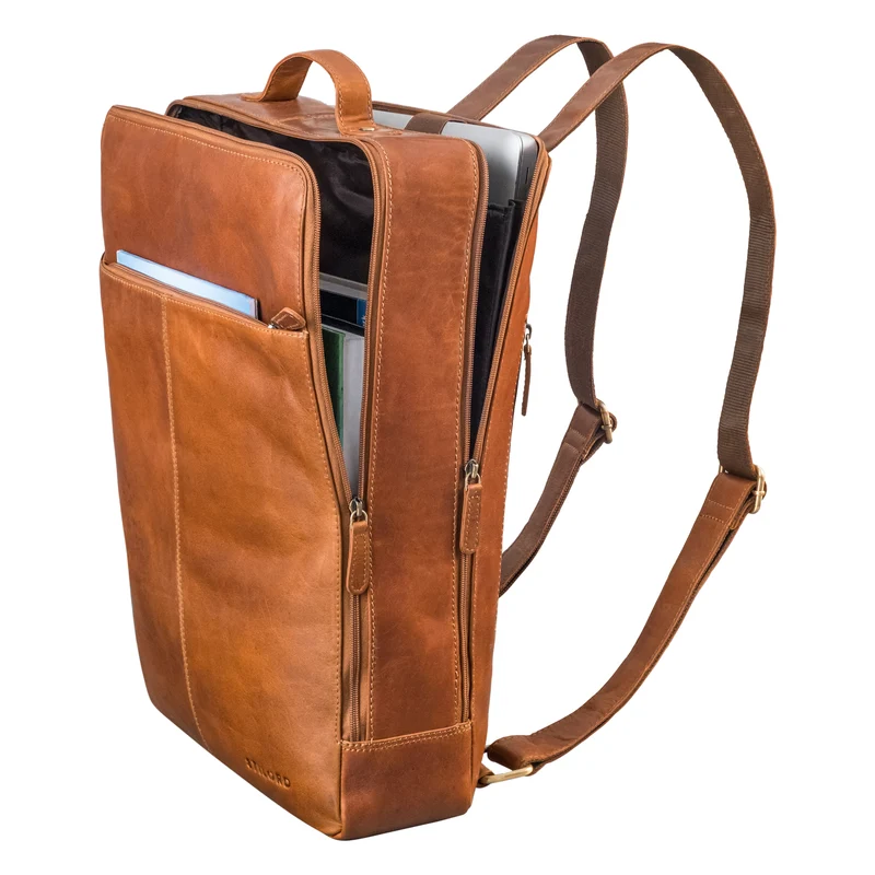 "Livius" Schmaler Lederrucksack Herren & Damen XL Laptop 15 - 19 Zoll