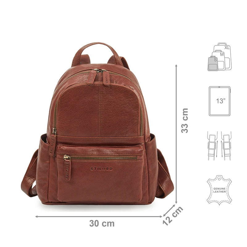 "Berry" City Rucksack Damen Leder Klein 13 Zoll