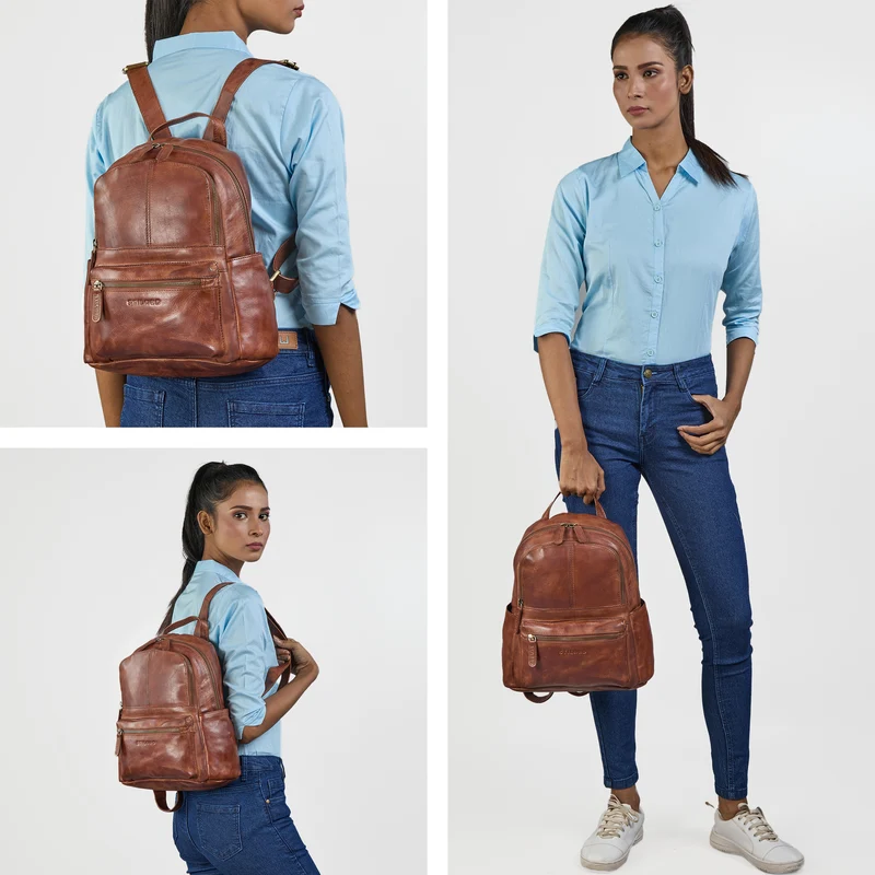 "Berry" City Rucksack Damen Leder Klein 13 Zoll