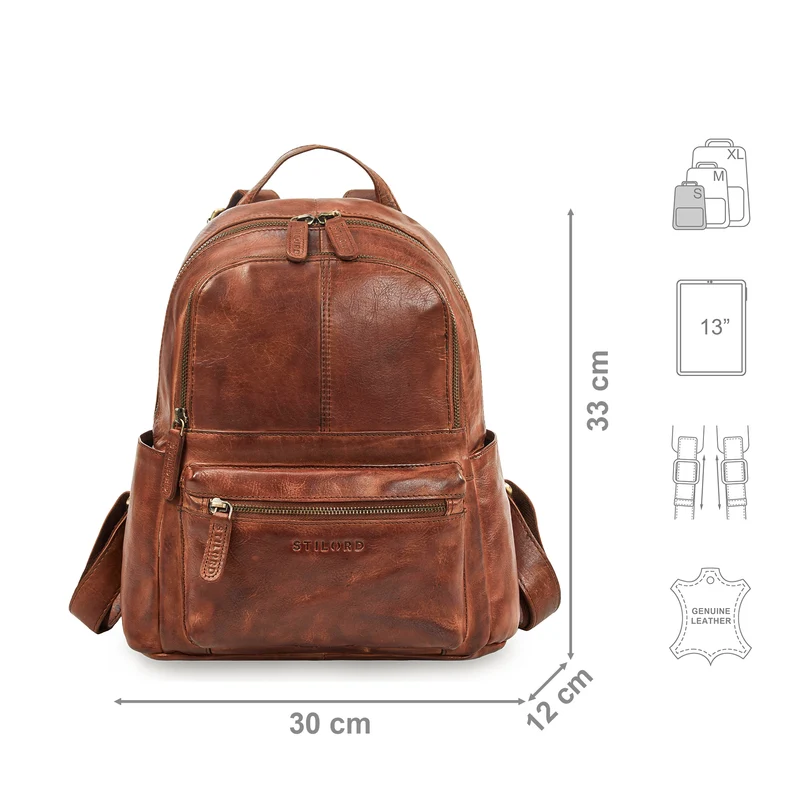 "Berry" City Rucksack Damen Leder Klein 13 Zoll
