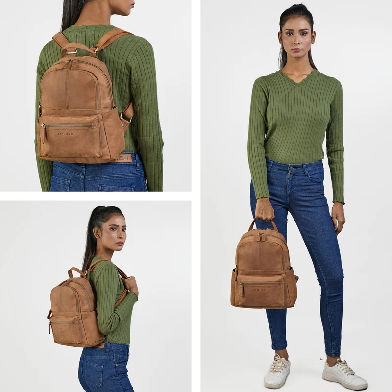 "Berry" City Rucksack Damen Leder Klein 13 Zoll