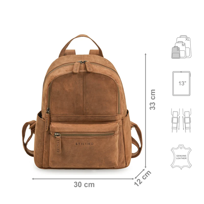 "Berry" City Rucksack Damen Leder Klein 13 Zoll