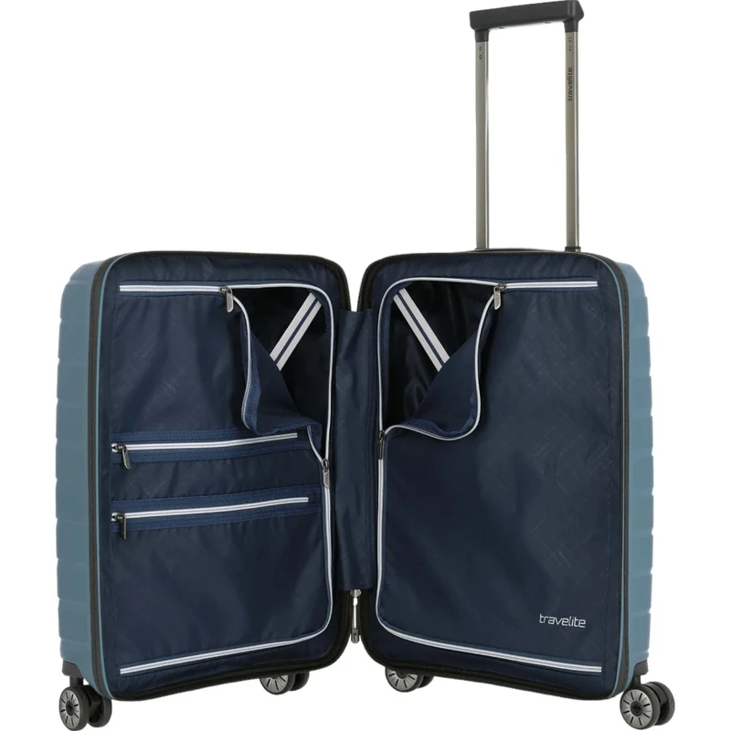 Travelite Air Base 4-Rollen-Kabinentrolley mit Vortasche S 55 cm -Eisblau
