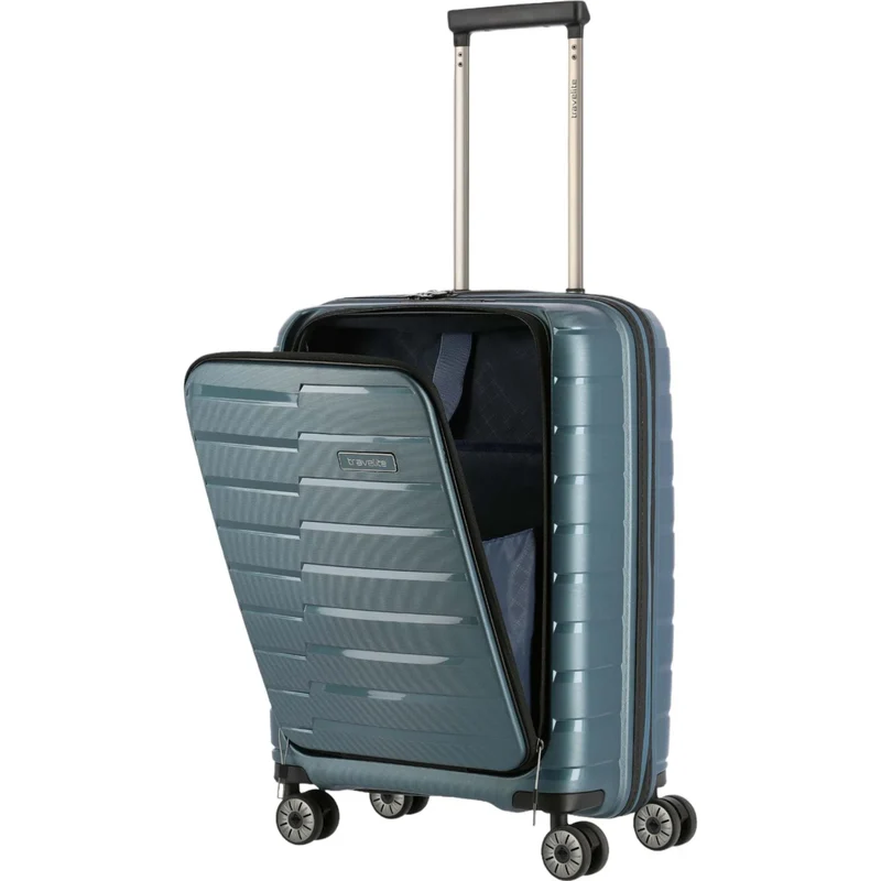 Travelite Air Base 4-Rollen-Kabinentrolley mit Vortasche S 55 cm -Eisblau