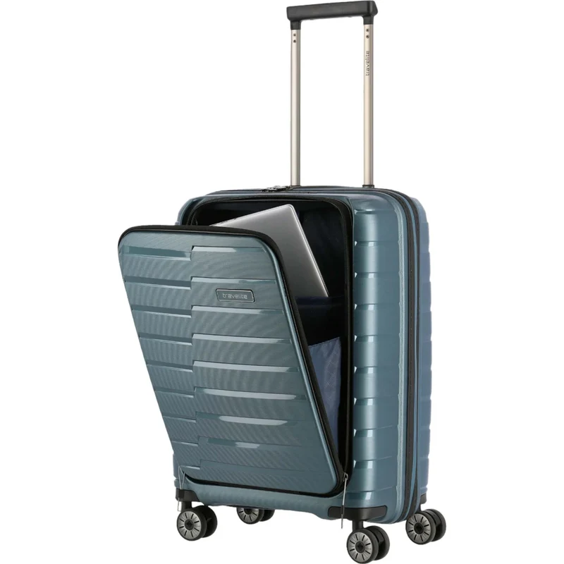 Travelite Air Base 4-Rollen-Kabinentrolley mit Vortasche S 55 cm -Eisblau