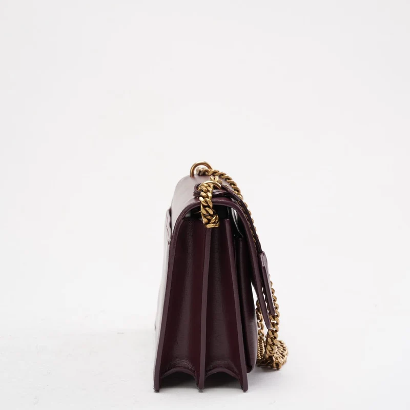 Saint Laurent Medium Burgundy Sunset Box Leder