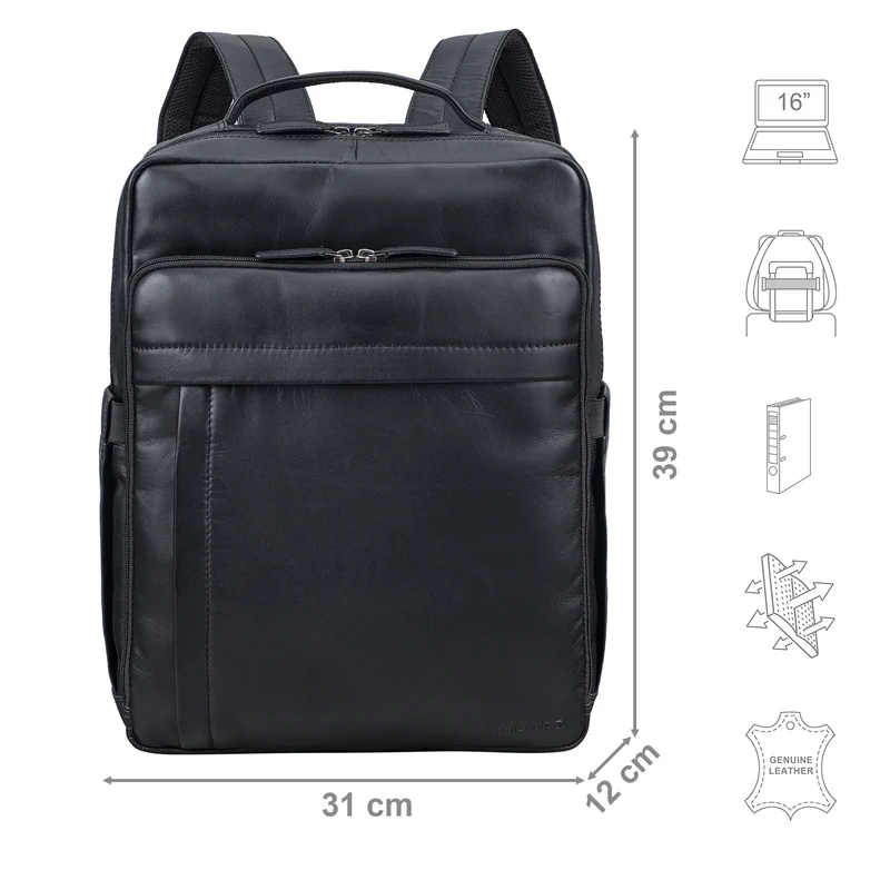 "Aldo" Echt-Leder Rucksack Damen und Herren für Laptop 15 - 16 Zoll