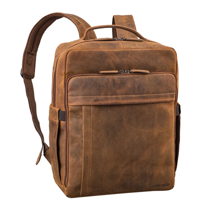 "Aldo" Echt-Leder Rucksack Damen und Herren für Laptop 15 - 16 Zoll