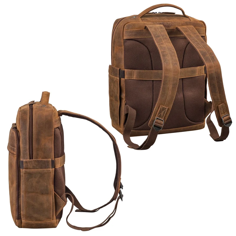 "Aldo" Echt-Leder Rucksack Damen und Herren für Laptop 15 - 16 Zoll