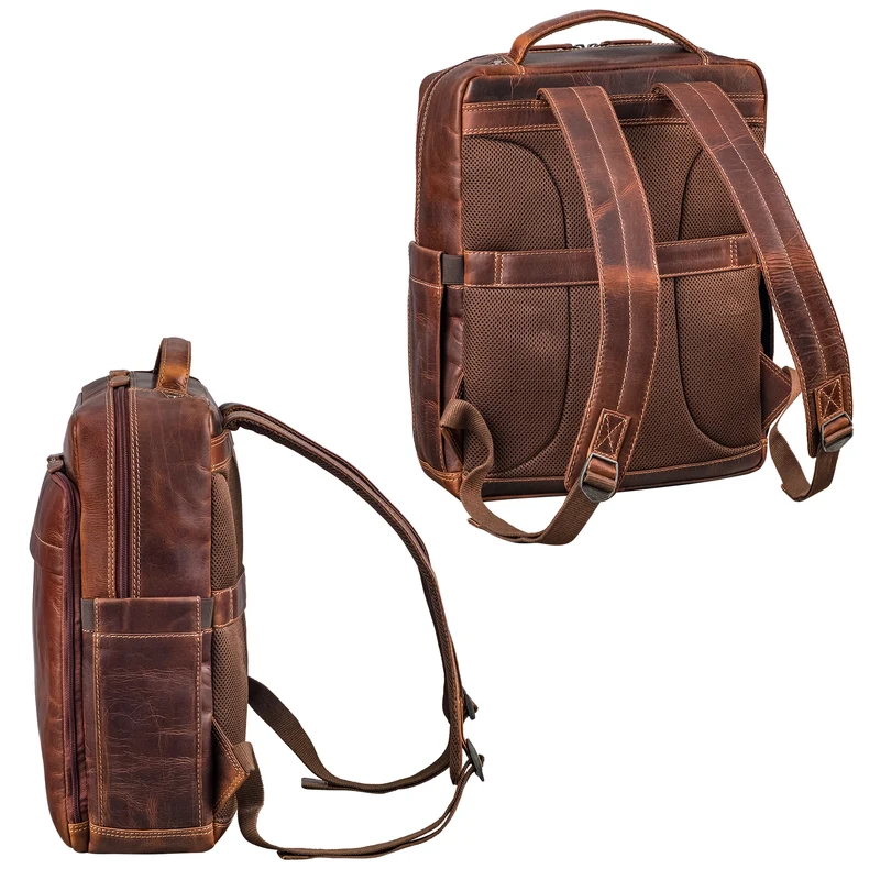 "Aldo" Echt-Leder Rucksack Damen und Herren für Laptop 15 - 16 Zoll