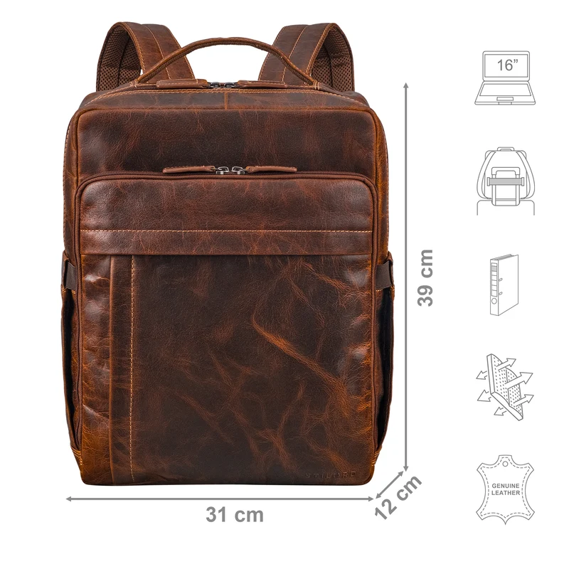 "Aldo" Echt-Leder Rucksack Damen und Herren für Laptop 15 - 16 Zoll