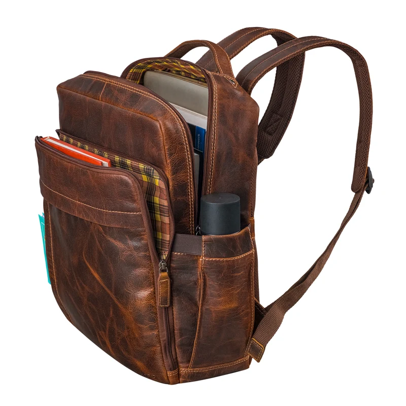 "Aldo" Echt-Leder Rucksack Damen und Herren für Laptop 15 - 16 Zoll