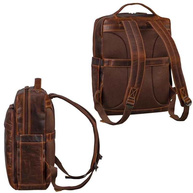 "Aldo" Echt-Leder Rucksack Damen und Herren für Laptop 15 - 16 Zoll