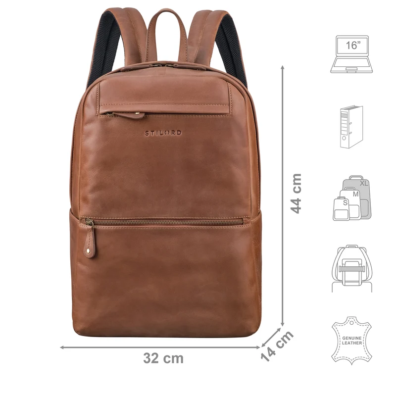 "Benedict" Echt Lederrucksack Damen und Herren Laptopfach 15 - 16 Zoll