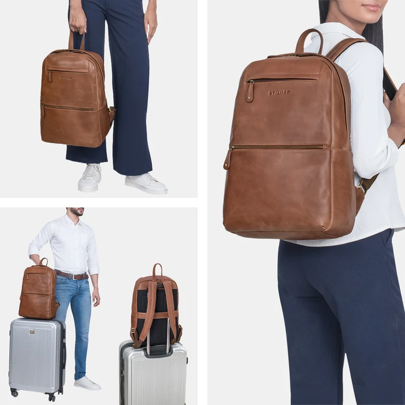 "Benedict" Echt Lederrucksack Damen und Herren Laptopfach 15 - 16 Zoll