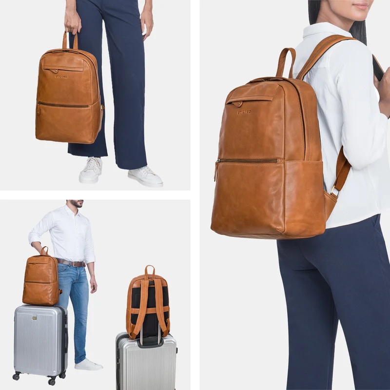 "Benedict" Echt Lederrucksack Damen und Herren Laptopfach 15 - 16 Zoll