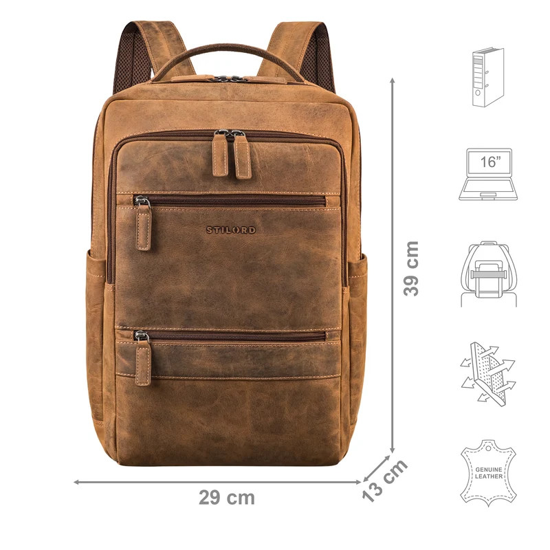 "Torben" 15 - 16 Zoll Laptop-Rucksack Leder Groß für Herren & Damen