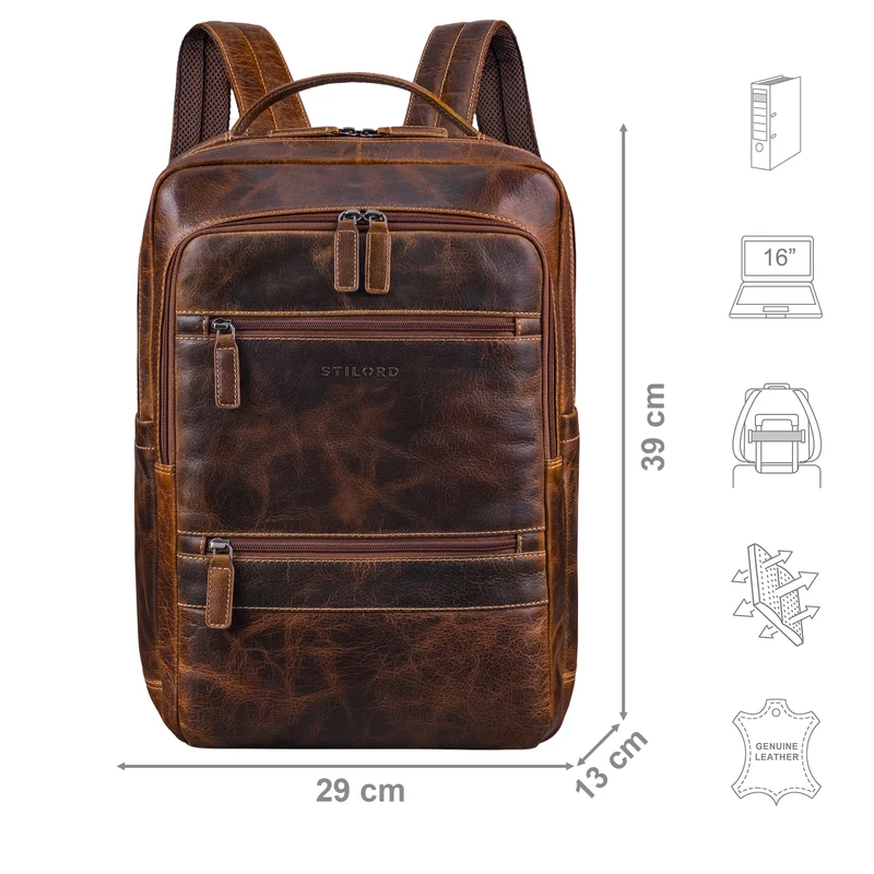 "Torben" 15 - 16 Zoll Laptop-Rucksack Leder Groß für Herren & Damen