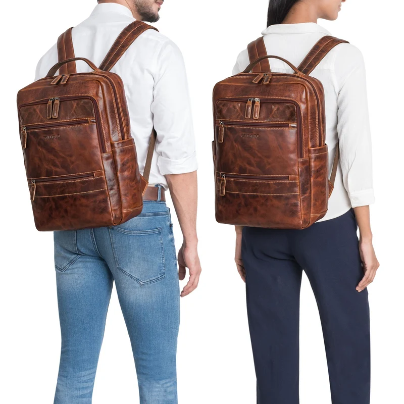 "Torben" 15 - 16 Zoll Laptop-Rucksack Leder Groß für Herren & Damen