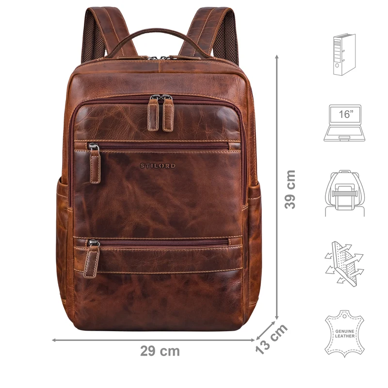 "Torben" 15 - 16 Zoll Laptop-Rucksack Leder Groß für Herren & Damen