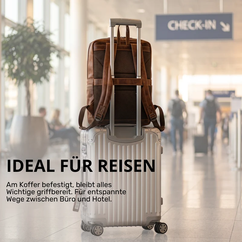 "Gilbert" Großer Leder Rucksack Herren Laptop 15 - 16 Zoll