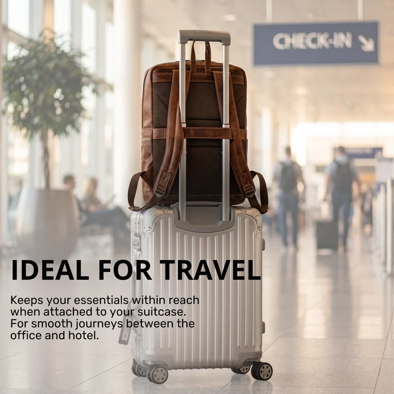 "Gilbert" Großer Leder Rucksack Herren Laptop 15 - 16 Zoll