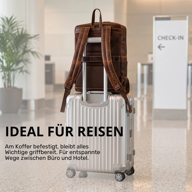 "Gilbert" Großer Leder Rucksack Herren Laptop 15 - 16 Zoll