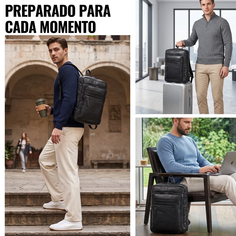 "Gilbert" Großer Leder Rucksack Herren Laptop 15 - 16 Zoll
