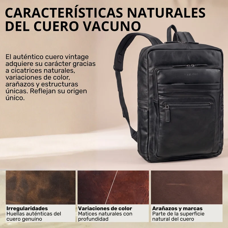 "Gilbert" Großer Leder Rucksack Herren Laptop 15 - 16 Zoll