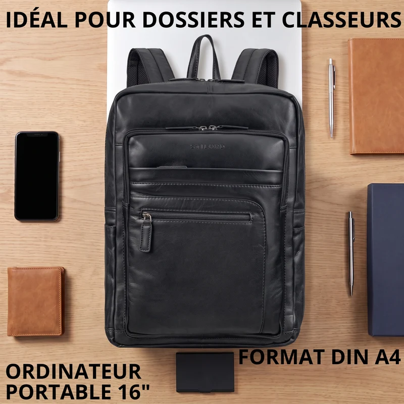 "Gilbert" Großer Leder Rucksack Herren Laptop 15 - 16 Zoll