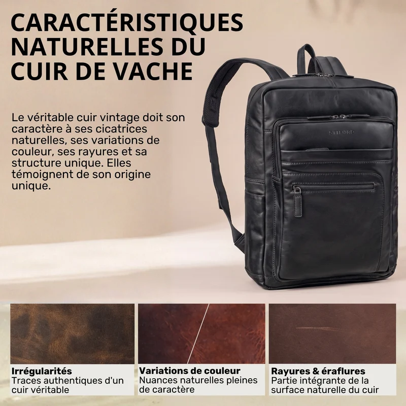 "Gilbert" Großer Leder Rucksack Herren Laptop 15 - 16 Zoll