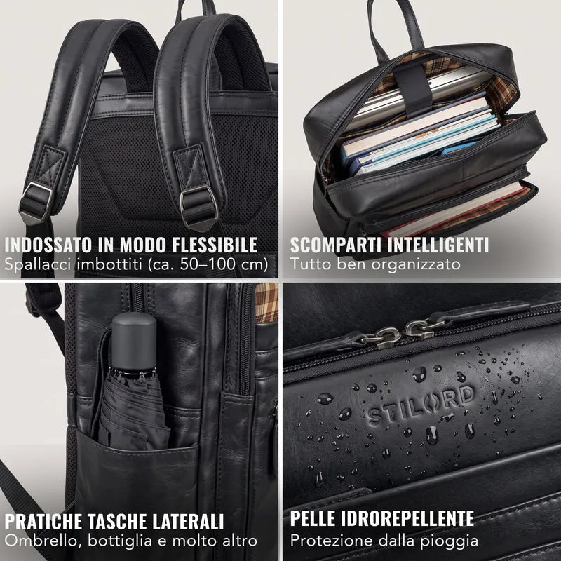 "Gilbert" Großer Leder Rucksack Herren Laptop 15 - 16 Zoll