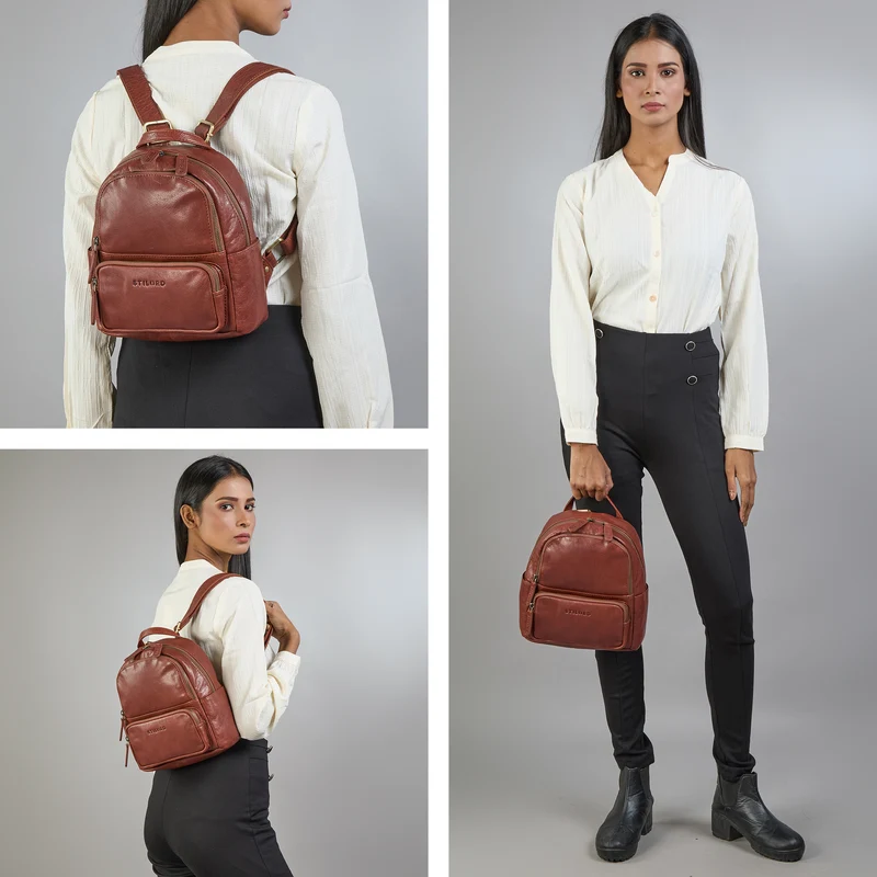 "Sue" Rucksack Damen Leder Elegant Klein Cityrucksack für Ausflüge