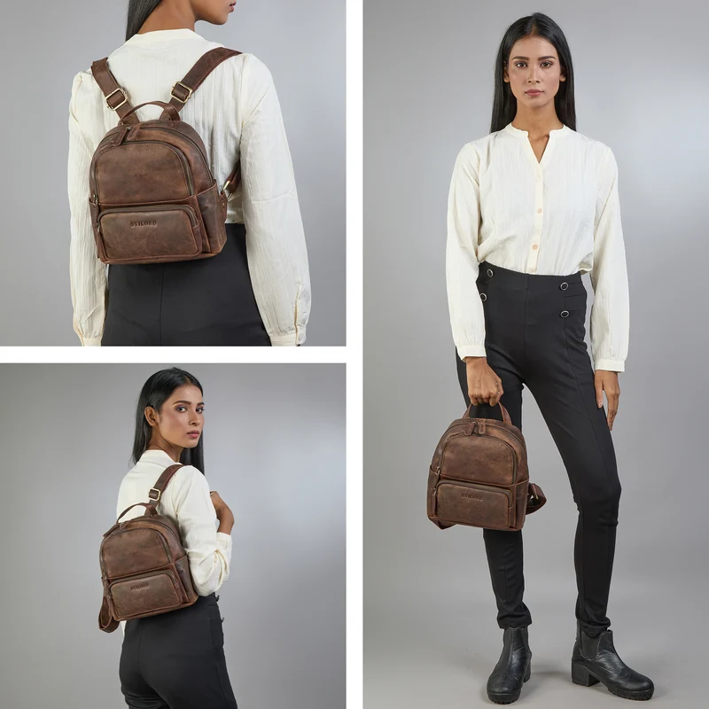 "Sue" Rucksack Damen Leder Elegant Klein Cityrucksack für Ausflüge
