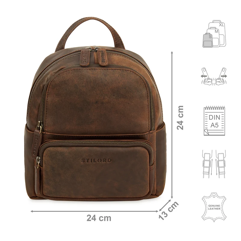 "Sue" Rucksack Damen Leder Elegant Klein Cityrucksack für Ausflüge