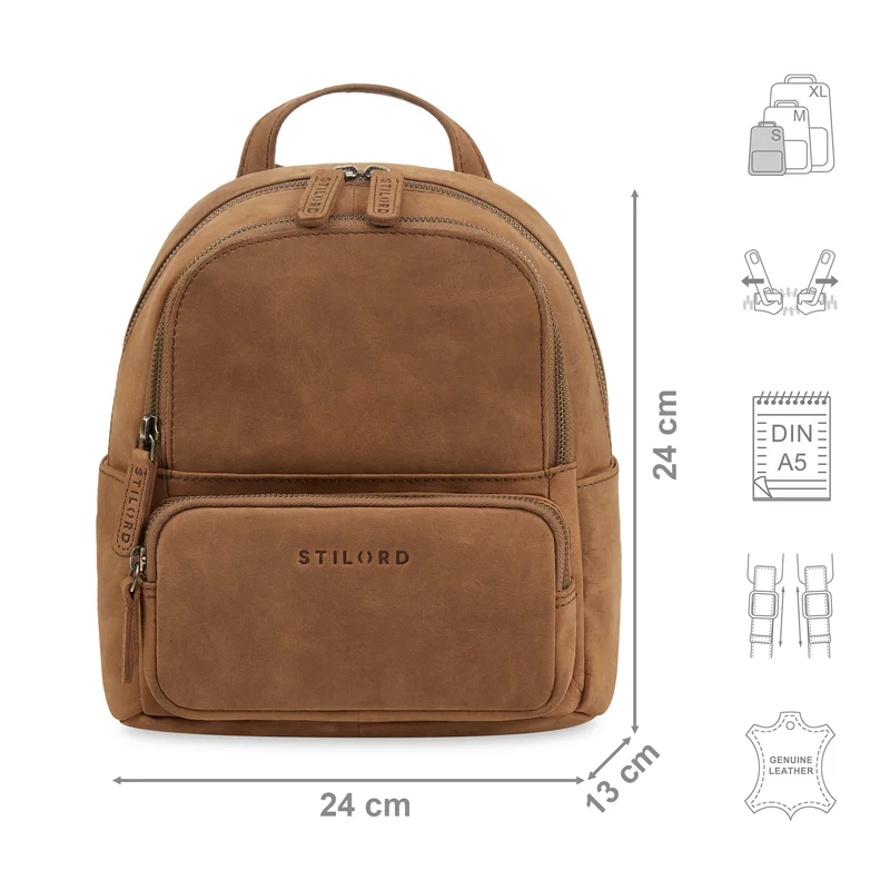 "Sue" Rucksack Damen Leder Elegant Klein Cityrucksack für Ausflüge