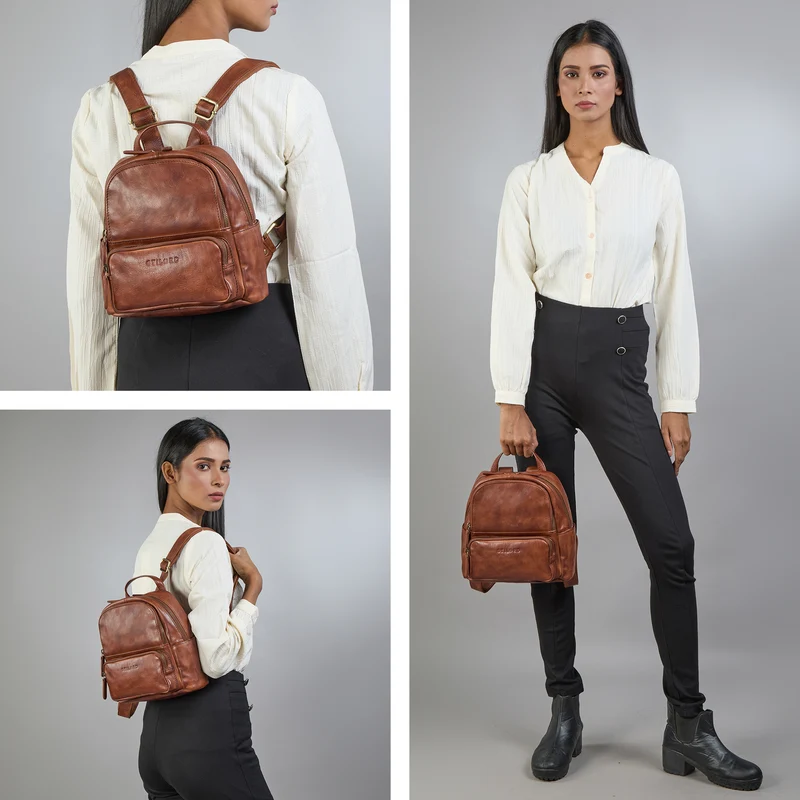 "Sue" Rucksack Damen Leder Elegant Klein Cityrucksack für Ausflüge
