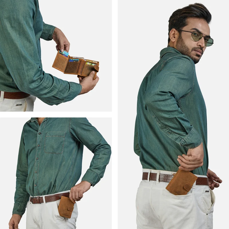 "Aventus" Herren Geldbörse Leder mit RFID-Schutz - Viele Kartenfächer