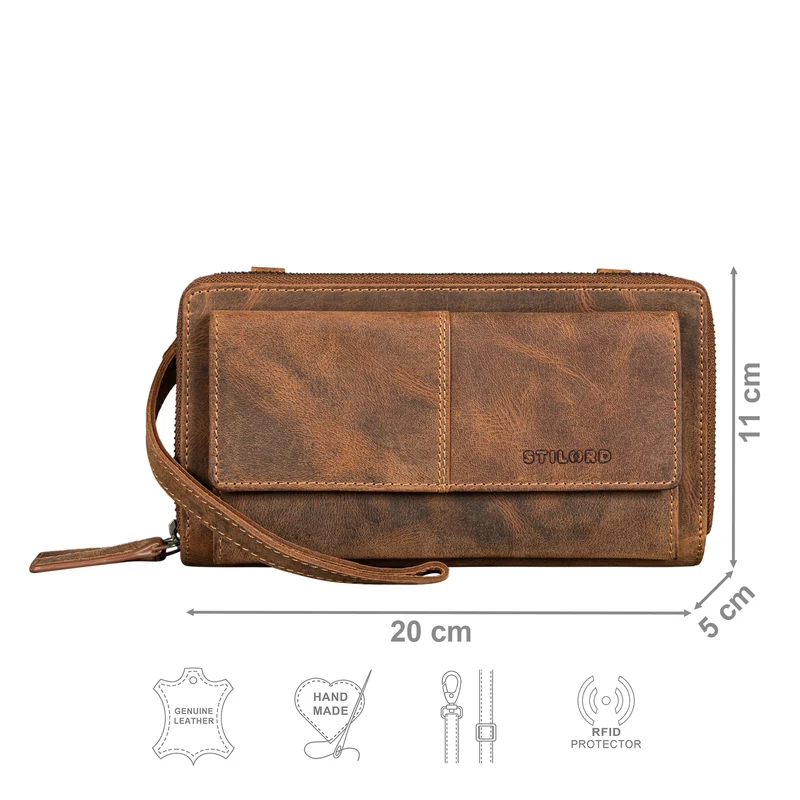 "Violina" 3-in-1 Handytasche mit Geldbörse Umhängen Damen Leder Klein