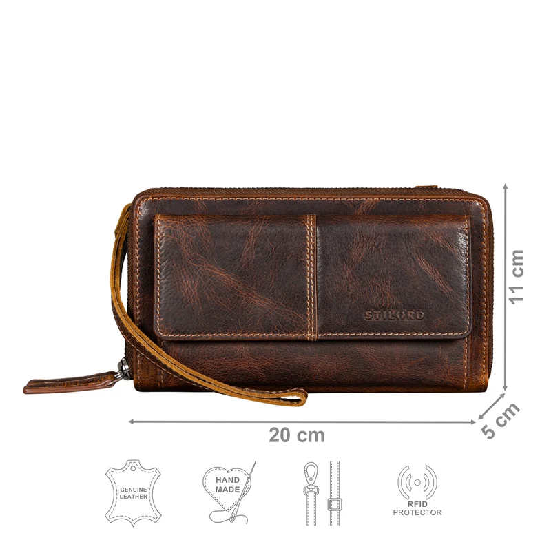 "Violina" 3-in-1 Handytasche mit Geldbörse Umhängen Damen Leder Klein