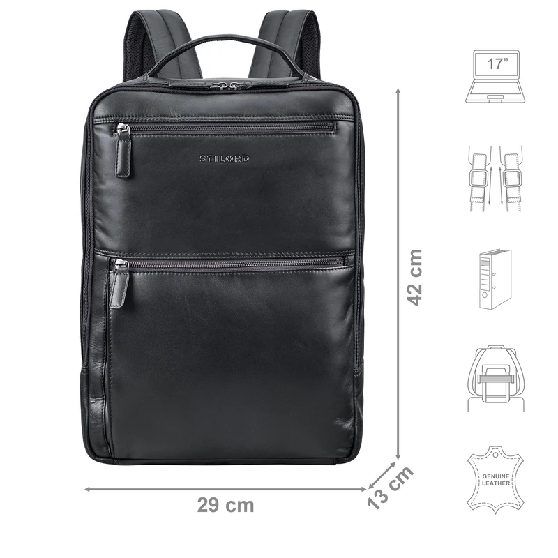 "Jayce" XL Leder Laptop Rucksack 17 Zoll Groß für Herren und Damen