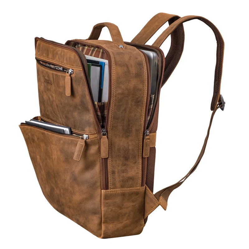 "Jayce" XL Leder Laptop Rucksack 17 Zoll Groß für Herren und Damen